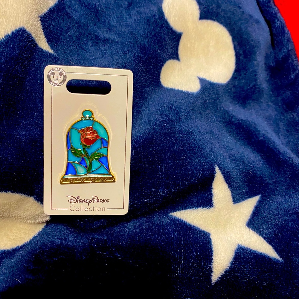 Rose  bell stained glass pin beauty and the beast